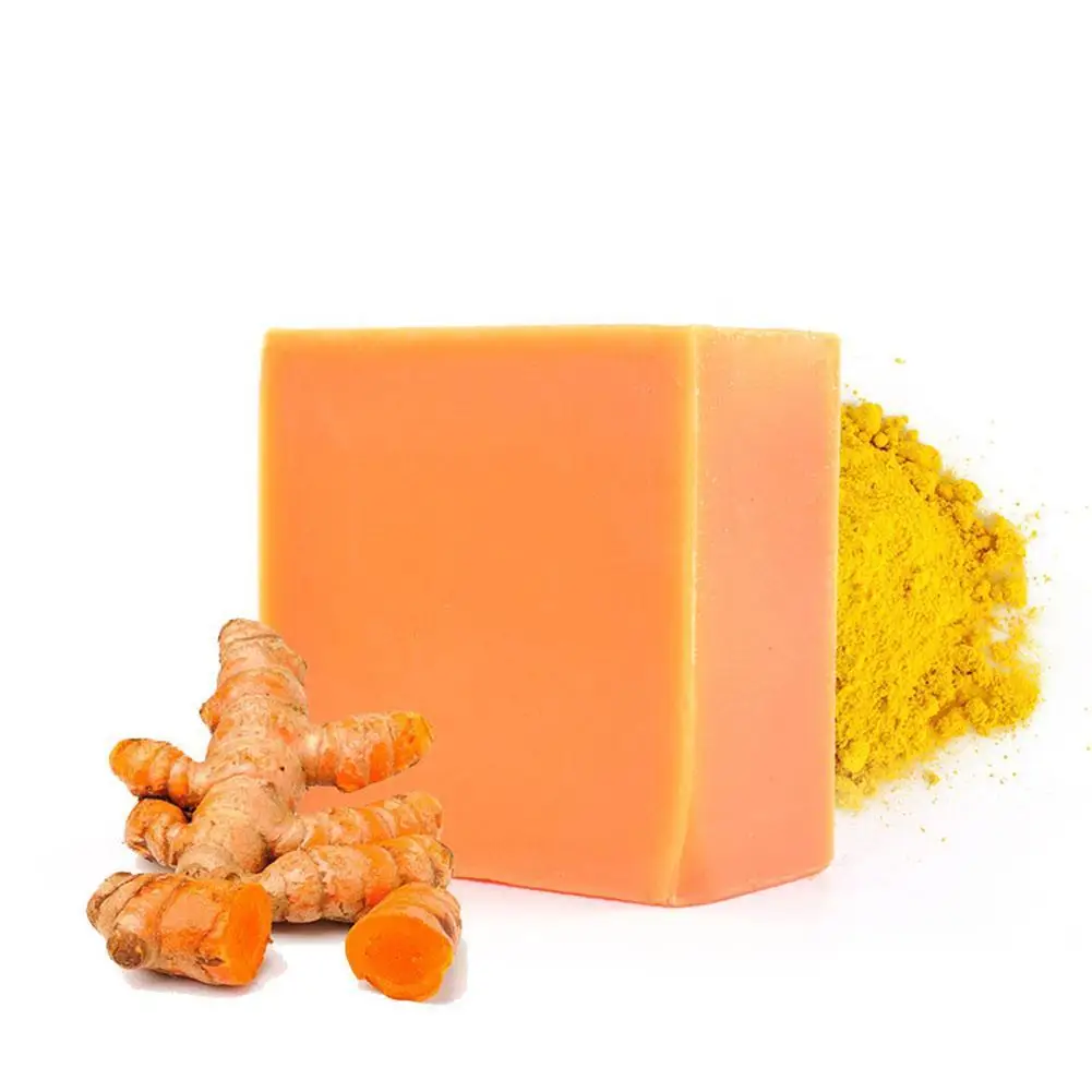 

Natural Herbal Turmeric Soap Scrub Cleaning Nourishing Oil-Control Whitening Acne Treatment Mite Removal Face Soap Skin Care