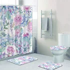 Элегантная фиолетовая синяя суккулентная Цветочная занавеска для душа и набор ковриков для ванной шикарные Акварельные Цветы занавеска для ванной s декор для туалета