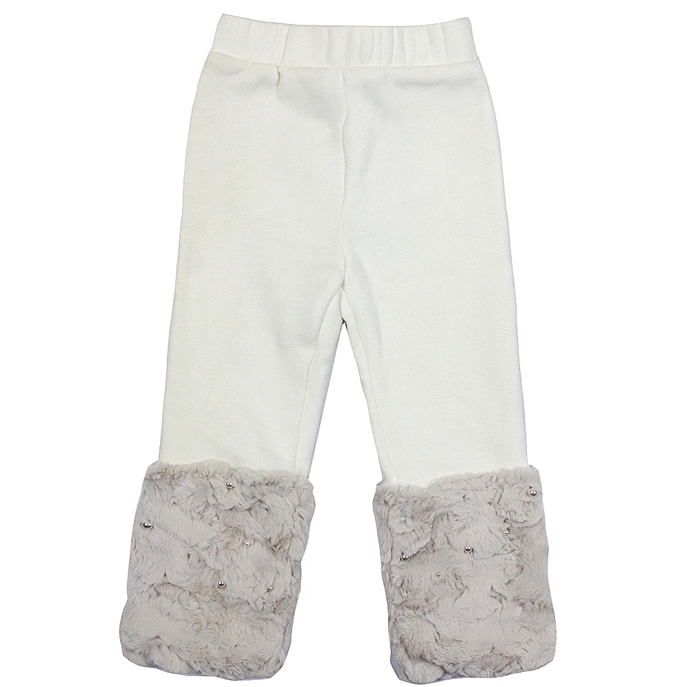 Зимние меховые леггинсы для девочек детские брюки однотонные плотные теплые