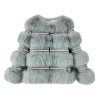 2022 Winter New Real Fox Fur Coat Women Genuine Fox Fur Jacket Splicing Cashmere Woolen Fur Coats With Crystal Diamonds