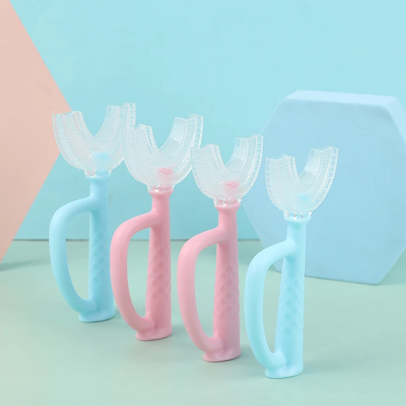

U Shaped Toothbrush Soft Silicone Brush Head 360° Oral Teeth Cleaning For Kids