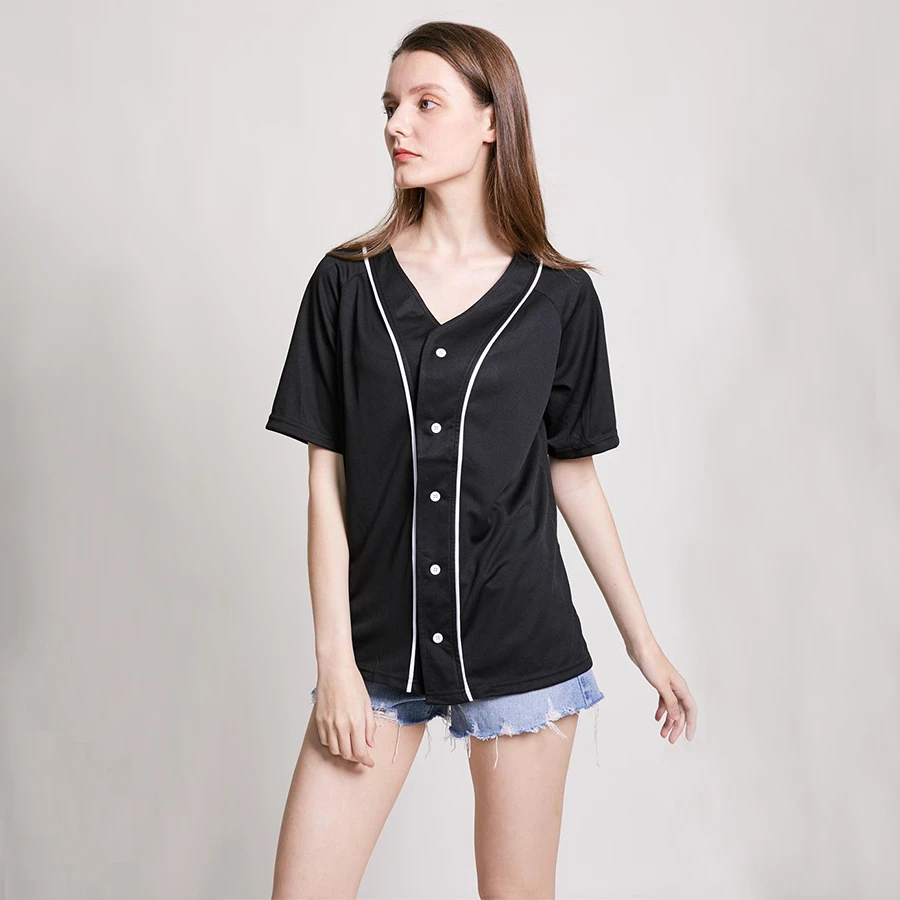 

2020 Fashion Solid Color Baseball T Shirts Women/Men Casual Cardigan V-neck Baseball Jersey Short Sleeve T-shirt Summer Tee Tops