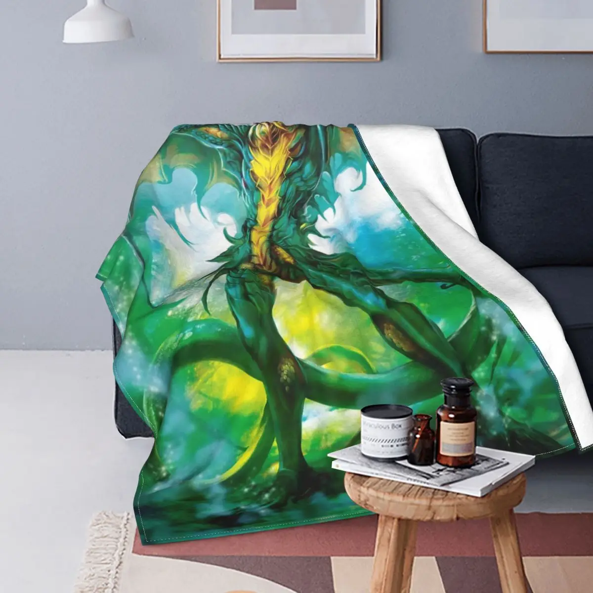 

Azul Dragonman por Chainarong 2d Cgsociet manta Dragon de terciopelo otoño Anime Manga caliente mantas de cama colcha de dormito