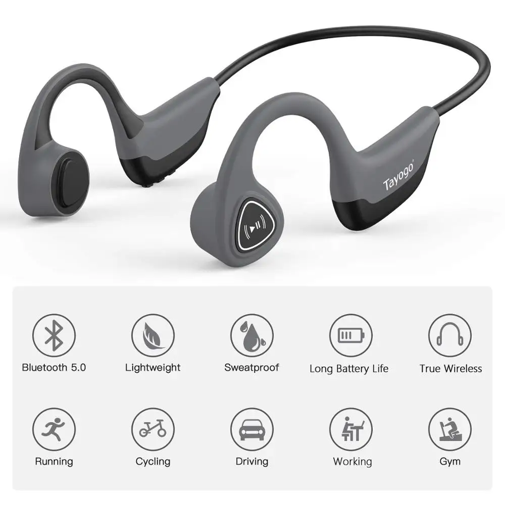 Tayogo S2 Bluetooth 5,0 Беспроводной наушники костной проводимости Спорт на открытом воздухе с защитой от пота, гарнитура с микрофоном, гарнитура