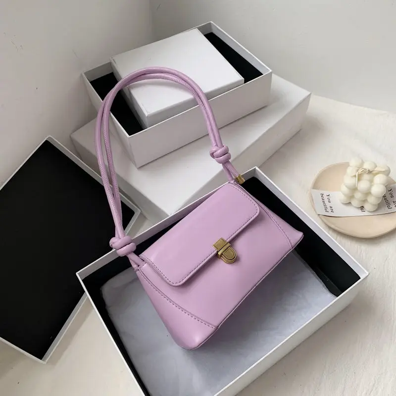 

Retro Alligator Pattern Small Shoulder Bags For Women 2021 PU Leather Underarm Bag bolsa feminina Baguette Bags Lock Purses