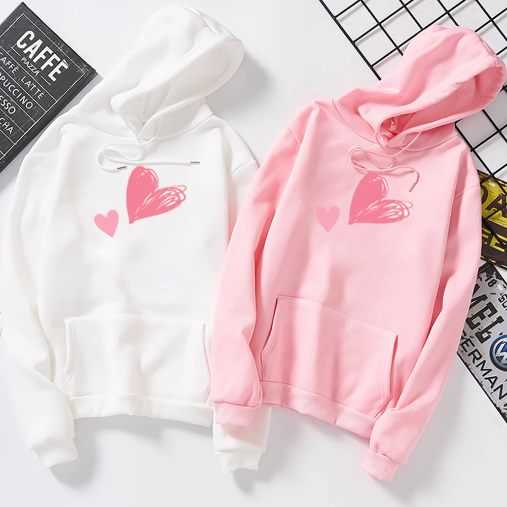 

Pink Love Graphic Print Hoodies Women Autumn and Winter Streetwear KPOP Oversized Hoodie Sweatshirt Feminine Itself Kawaii