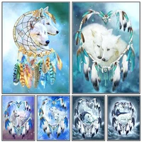 diy 5d diamond painting wolf and dream catcher full drill home decor wall painting the gift arts and crafts for adults