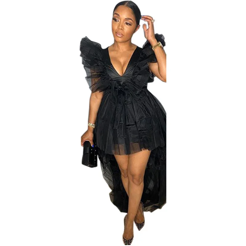 

Sexy women's dress with irregular mesh stitching