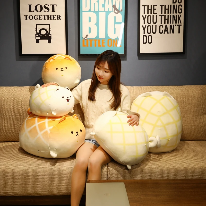 

New 30-50CM kawaii Pineapple Bun Shiba Inu Dog Plush Toys Lovely Lying Dog Pillow Stuffed Soft Animal Dolls Children Baby Gift