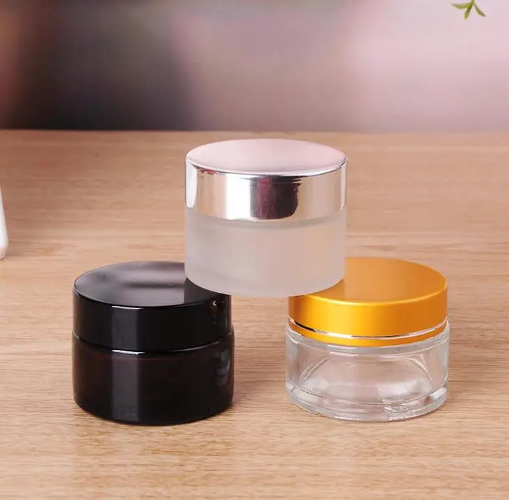

5g/5ml 10g/10ml Cosmetic Empty Jar Pot Makeup Face Cream Container Bottle with black Silver Gold Lid and Inner Pad SN448