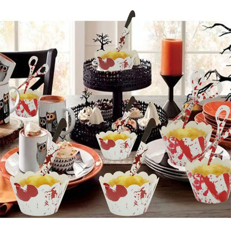 24 шт. украшение для торта на Хэллоуин с боковыми вставками выпечки десерта стола