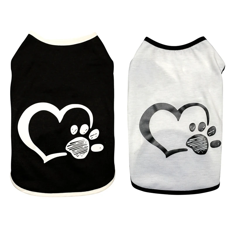 

Dog Vest Love Heart and Claw Pattern Cotton Sleeveless Dog Dress Make The Dog More Beautiful Cute Cloth Comfortable Skin-Friend