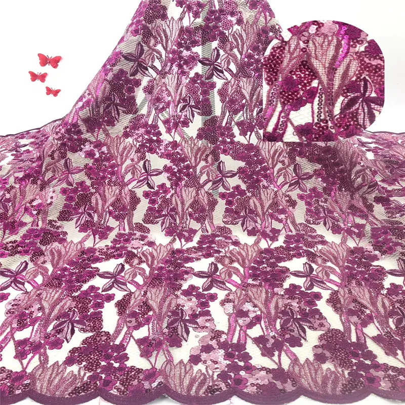 

Cassiel Sequins Lace Fabric High Quality African French Lace Fabric Embroidery Party tulle Lace Fabric For French Lace 5yards