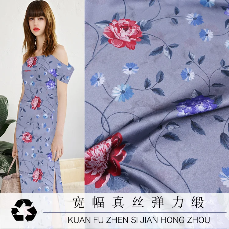 

Шелк тутового шелкопряда, стрейчевый атлас, широкая шелковая ткань, цифровой принт, стрейчевый атласный чонсам, шелковая цветочная ткань дл...