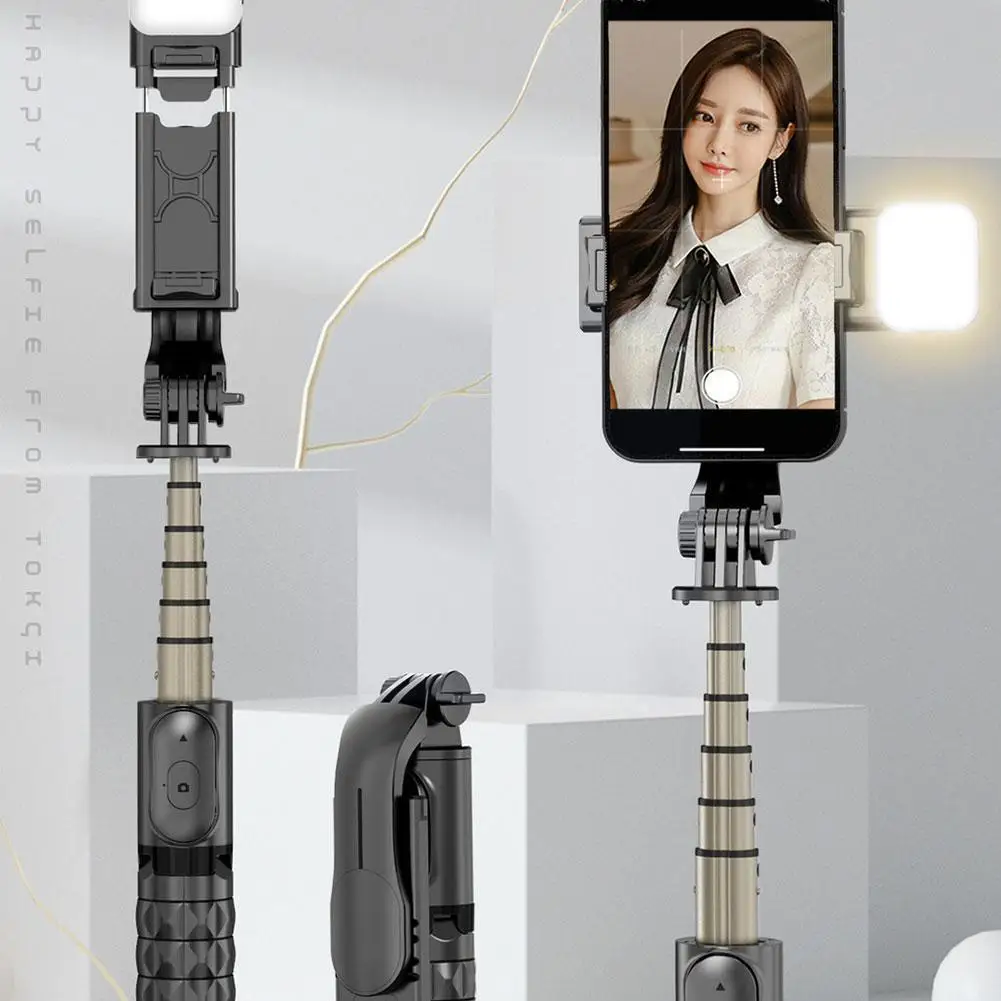 Bluetooth-compatible Selfie Stick Foldable Tripod With Fill Light Shutter Remote For Ios Android W2e1 | Мобильные телефоны и