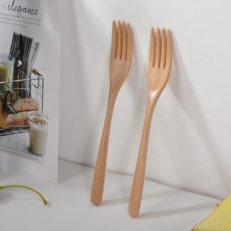 

NEW 2020Wooden Forks For Kitchen, Wooden Spoon Long Handle Coffee Tea Honey Cooking Forks