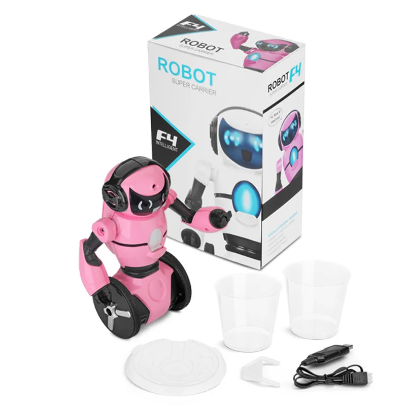 Pink Retail Box Радиоуправляемый робот F4 двухколесные умные роботы Wi-Fi камера танцевальная музыка жесты дистанционное управление препятствие авои танцевальный режим игрушки - Цвет: Pink Retail Box