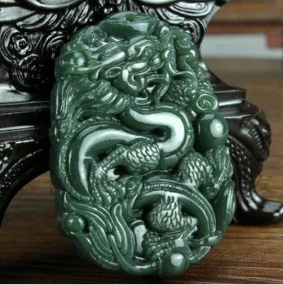 

Ожерелье с кулоном в виде дракона зеленого нефрита