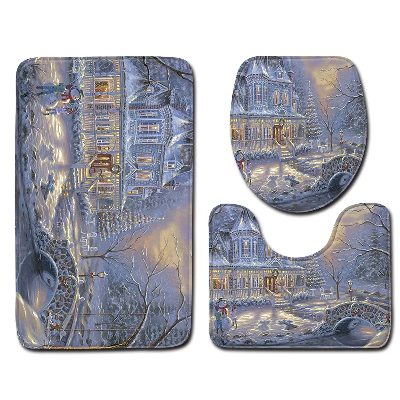 Набор ковров для ванной Zeegle Cat с принтом нескользящий коврик комнаты душа