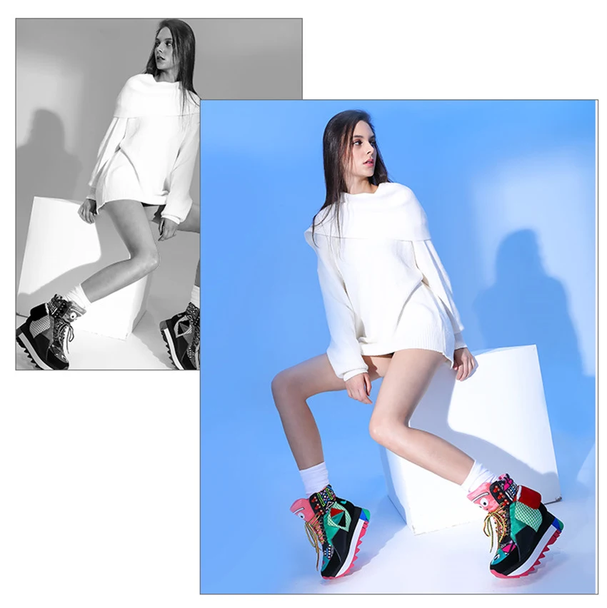 Genuine Leather Sneakers Women Trendy Increasing Dad Shoes Woman Fashion Thick Sole Ladies Platform Shoe Laces Zapatillas Mujer