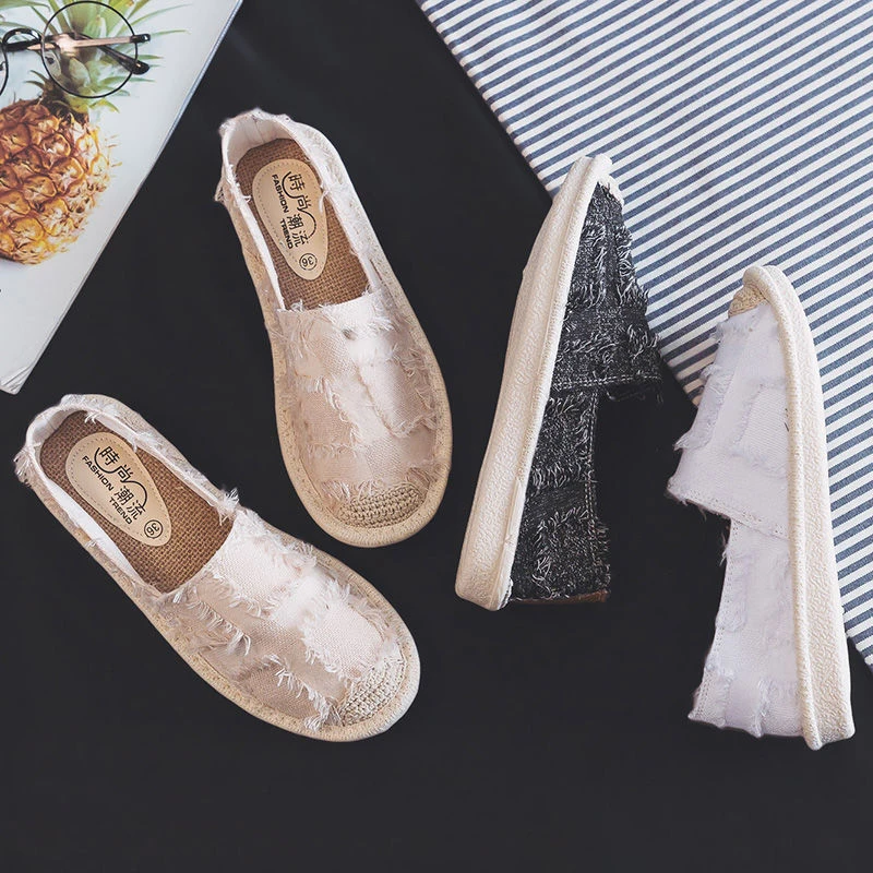 2019 Fashion new women tassel flat shoes espadrilles non-slip ladies casual comfortable hemp rope woven lazy canvas | Обувь