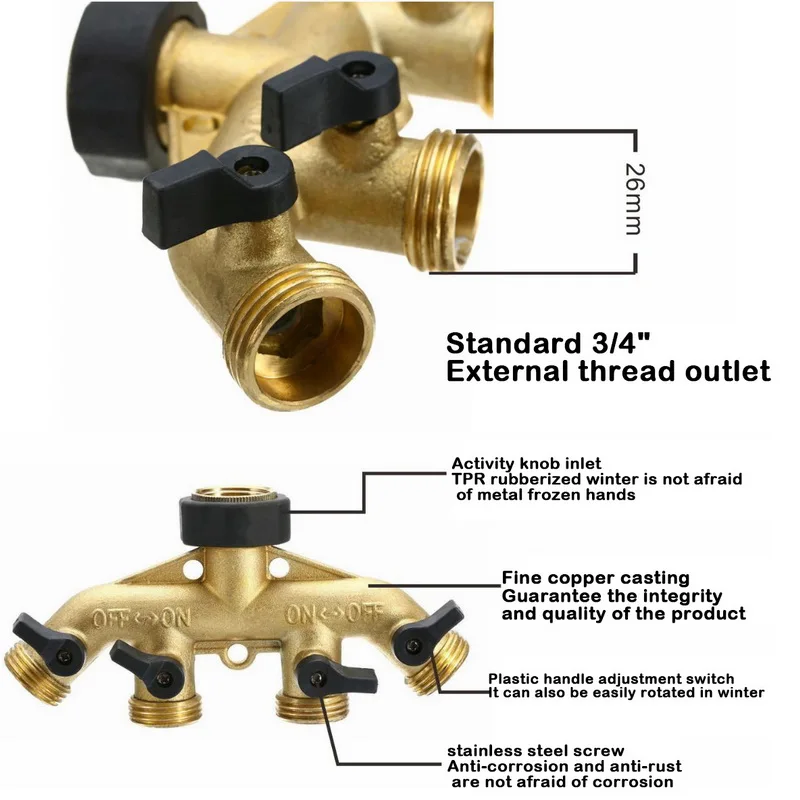 Латунный шланг для полива сада 3/4 дюйма 2/4 вариантов|Соединители садового