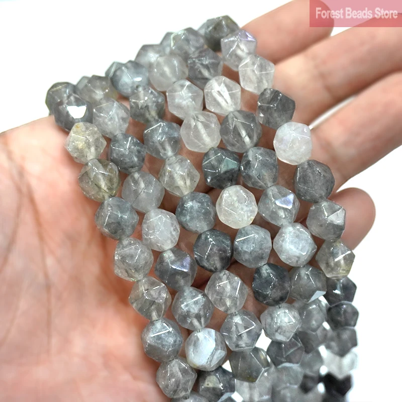 

Natural Stone Faceted Cloud Crystal Demon Quartz Spacer Loose Beads for Jewelry Making DIY Bracelet Necklace 15" Strand 6 8 10MM