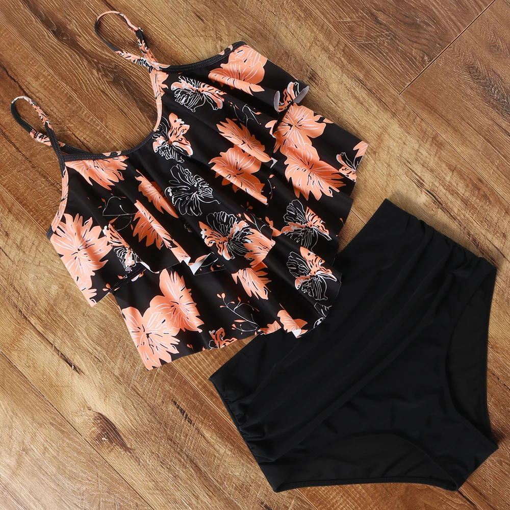 

Leopard Bikini 2021 High Waist Bikini Animal Print Tankini Floral Swimsuit Brazilian Ruffle Swimsuit Plus Size Swimwear Women