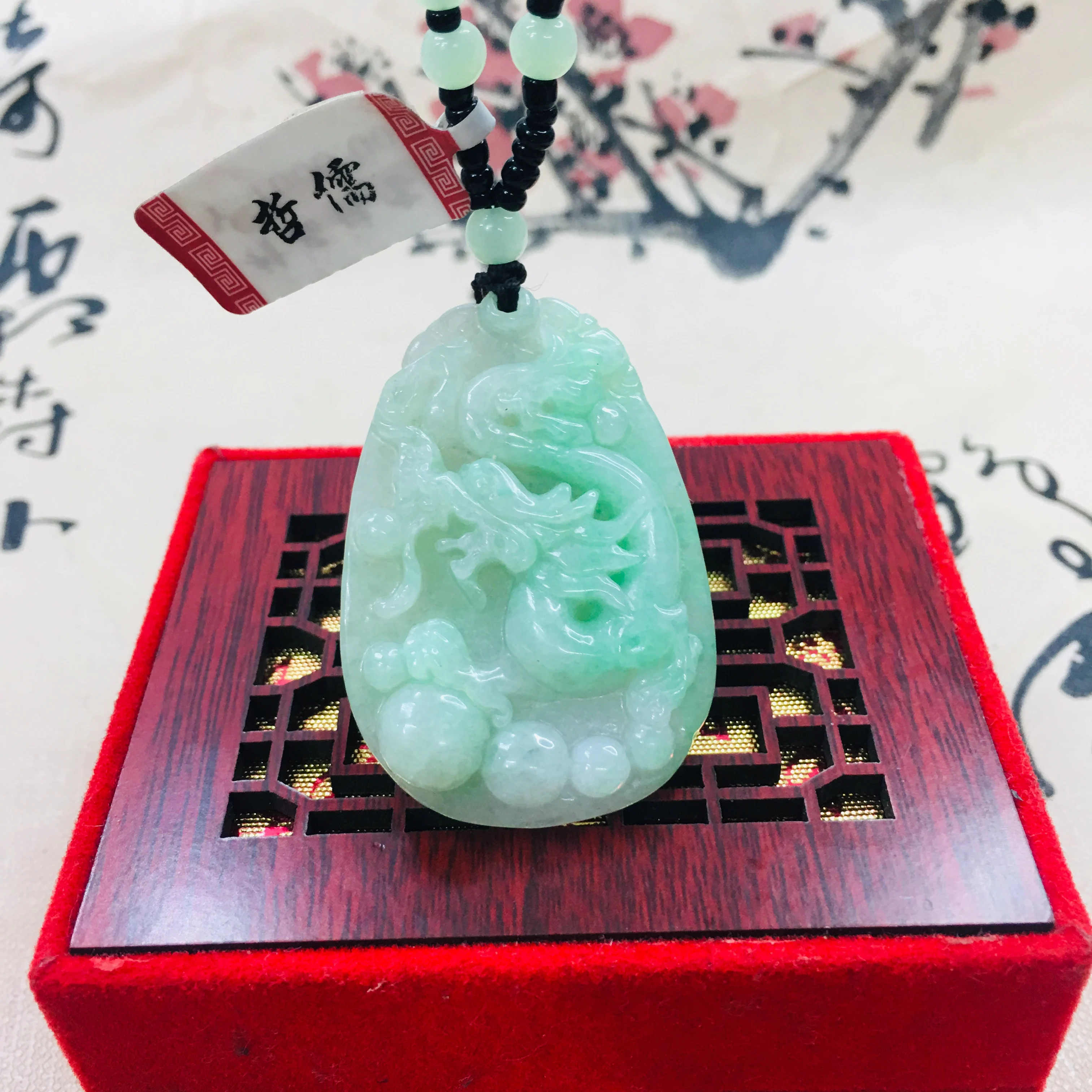 Zheru из принта чистый натуральный ядеит резной Yang зеленый овальный дракон кулон с