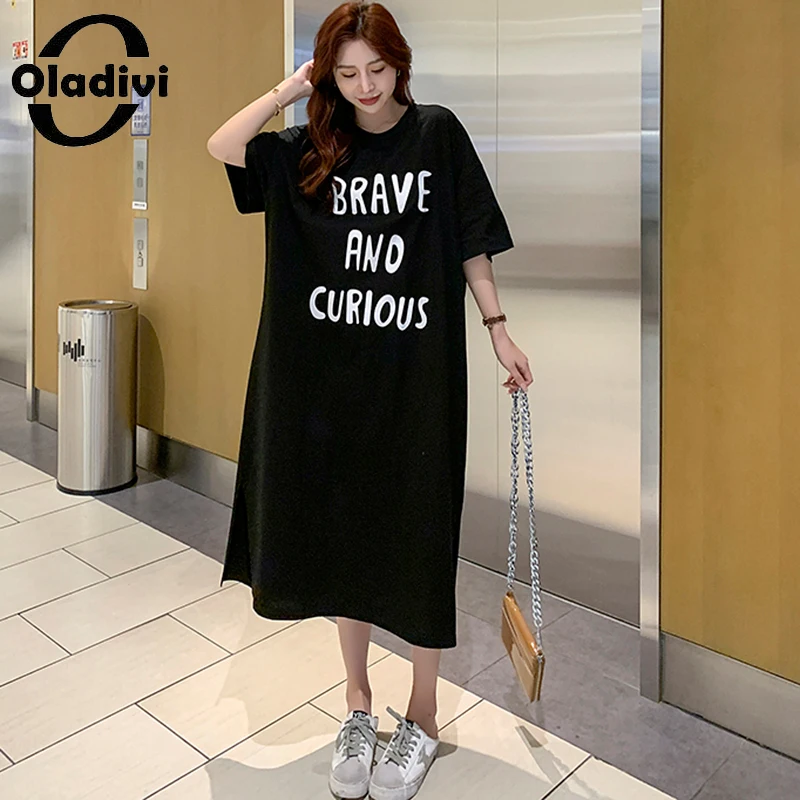 

Платье Oladivi женское свободное средней длины, удобное хлопковое повседневное, в стиле оверсайз, лето 2021