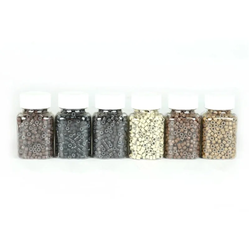 

500 Pcs 5mm Silicone Lined Micro Rings Links Beads for I Tip Hair Extension Tools . 5 Colors Optional