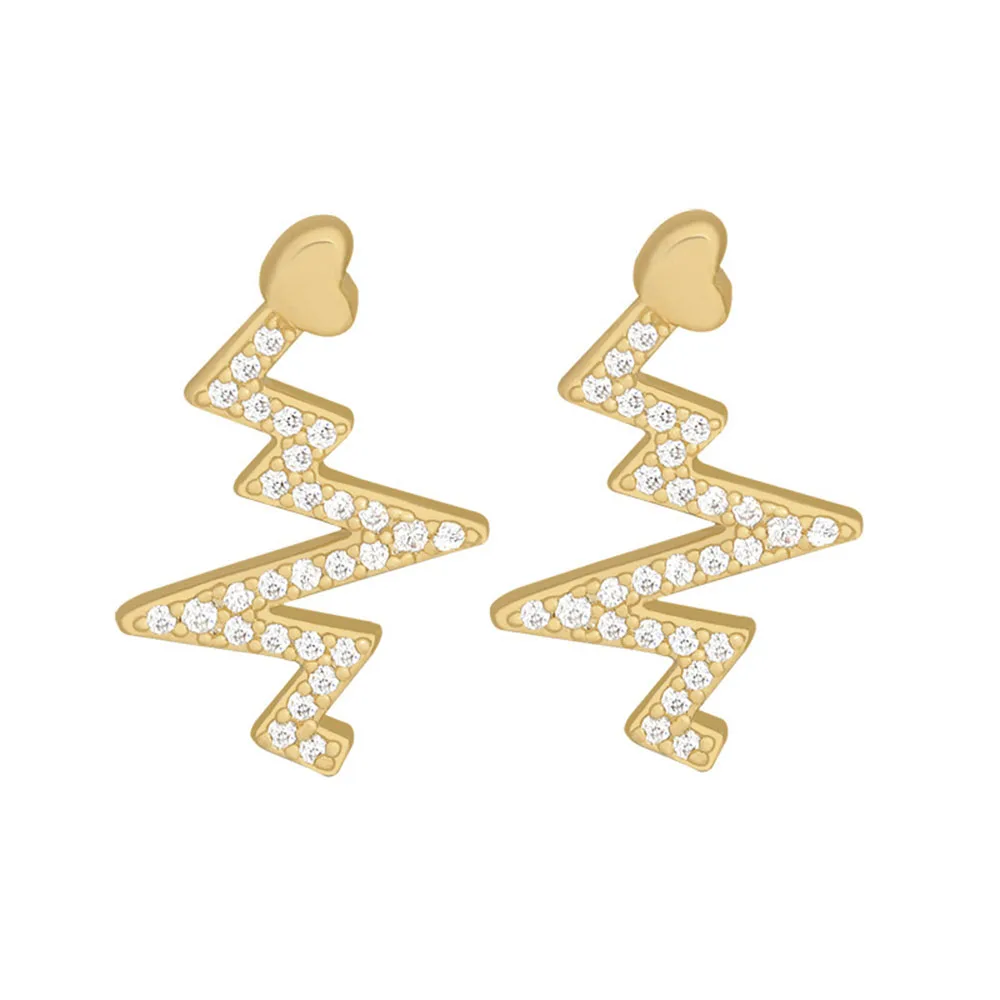 

2021 New Creative Heartbeat Stud Earrings Fashion Korean Women's Jewelry European and American Classic Zircon Versatile Earrings