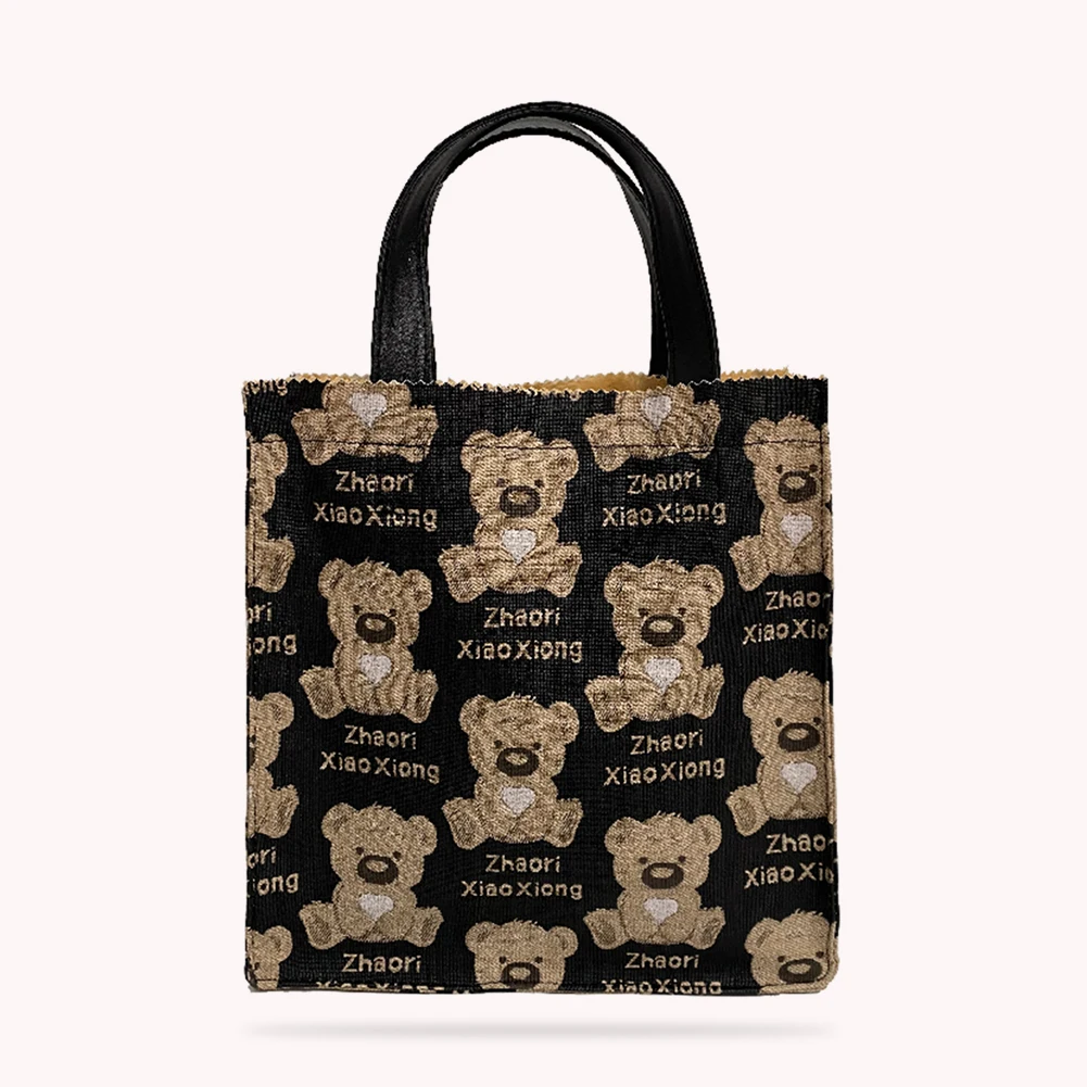 

Popular Simple Female Daily Bag Portable Leather Handbag Festival Gift Packing Pouch Bag Cute Bear Print Clutch