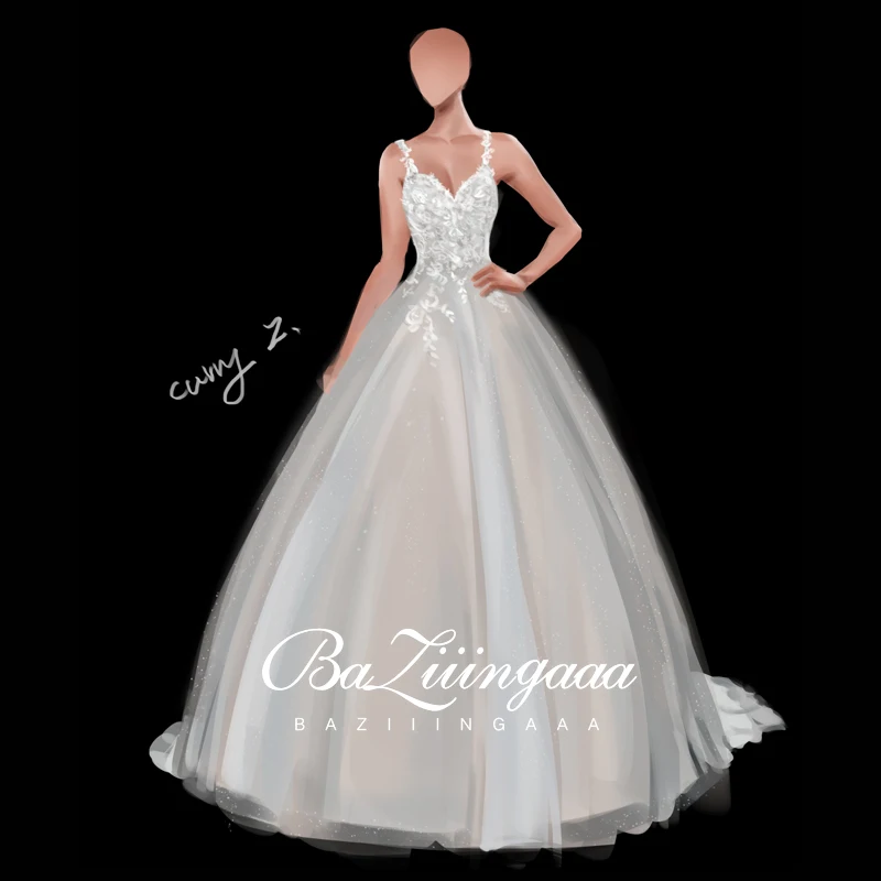 Роскошное Свадебное платье BAZIIINGAAA кружевное свадебное ручной работы на заказ с