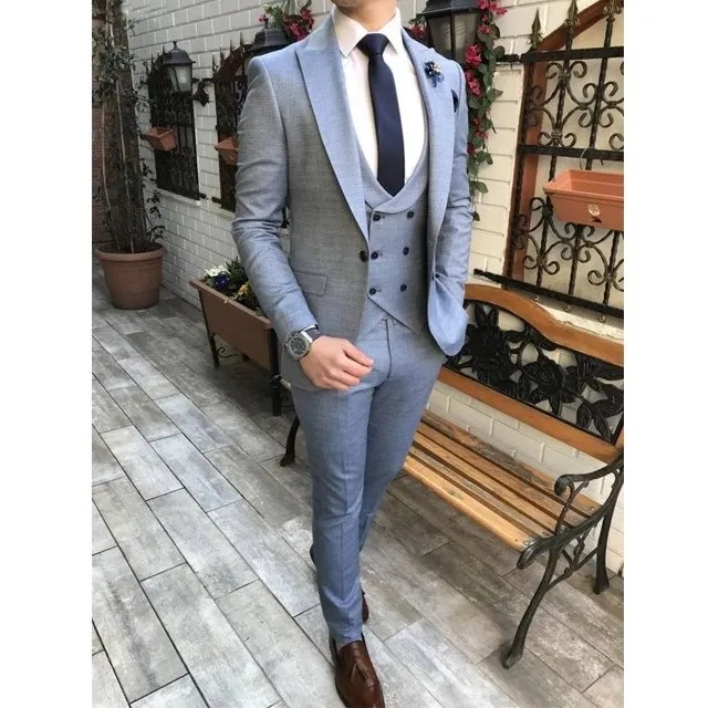 

Handsome Groomsmen Wool blend Groom Tuxedos Mens Wedding Dress Man Jacket Blazer Prom Dinner (Jacket+Pants+Tie+Vest) A121