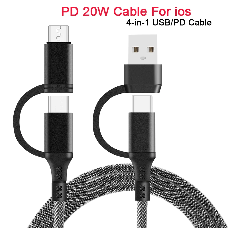 Кабель передачи данных Mcdodo 4 в 1 60 Вт PD usb/Type-C/iPhone быстрая зарядка