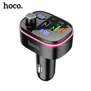 hoco qc3 0 pd 20ｗ fast charge usb car charger led display fm transmitter modulator bluetooth handsfree car kit audio mp3 player free global sh