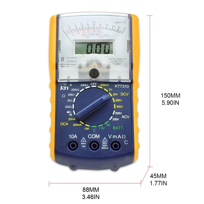 

KT7310 Digital Multimeter LCD Digital Auto Range Voltage Current Tester with Resistance Capacitance NCV Test and 7XEA