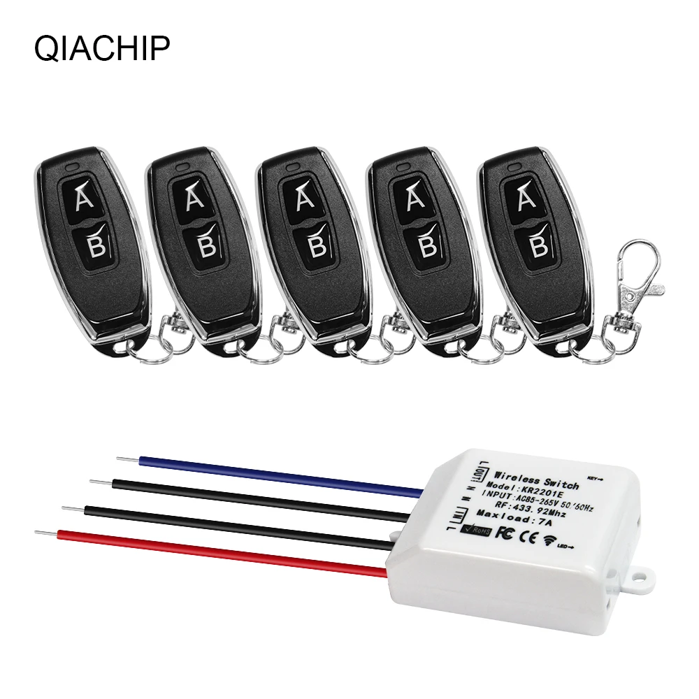 

Универсальный пульт дистанционного управления QIACHIP, 433 МГц, 110 В, 220 В, 1 канал, 85-265 В переменного тока