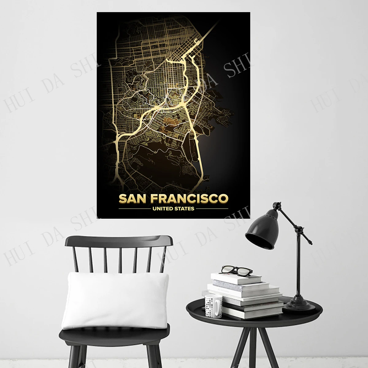 

San Francisco - City Lights Poster Print Light Map Wall Art Posters