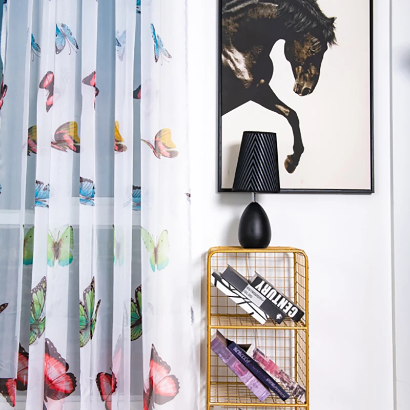 Модный светильник штора цветные шторы с принтом бабочки занавеска для гостиной