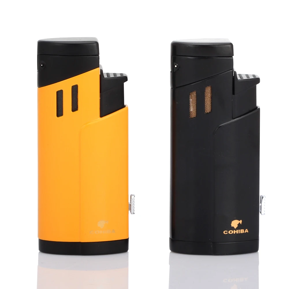 COHIBA газовая зажигалка 3 факела зажигалки для сигар многоразовые аксессуары