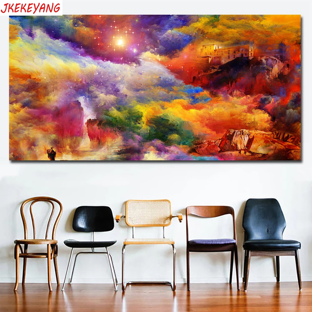 

Большие настенные художественные картины 5D «сделай сам», алмазная живопись, цветные облака, Алмазная мозаика, распродажа стразы, вышивка кр...