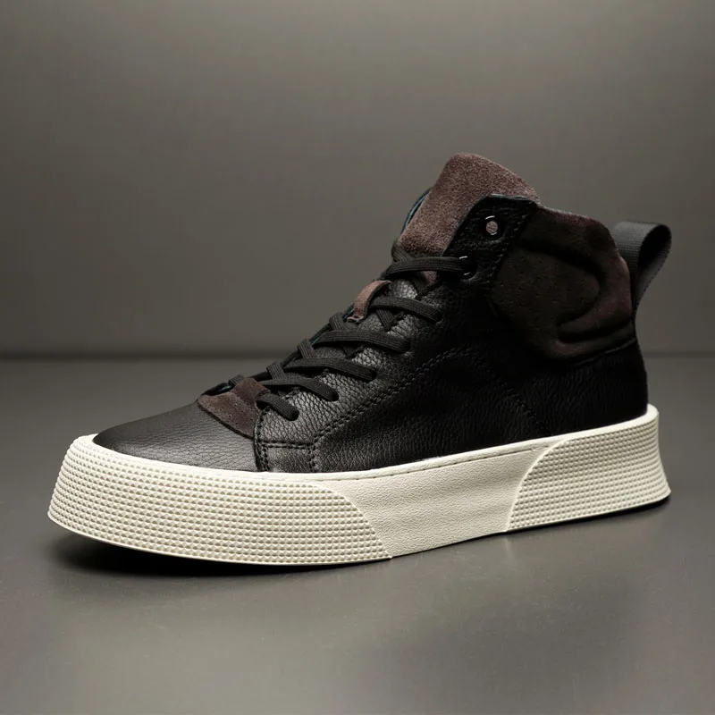Genuine Leather Men Martin Boots Increased Boots Fashion Casual Shoes Board Shoes High Quality Outdoor Boots British Style the new winter boots leather men and retro zipper flat all match martin boots casual shoes breathable handmade fashion british