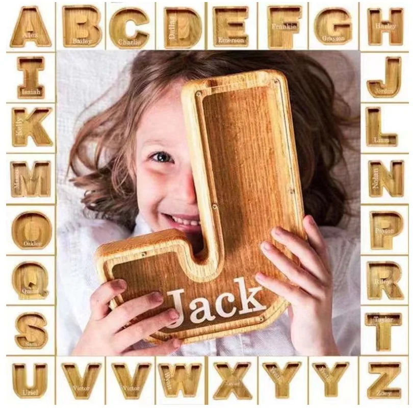 

Piggy Bank Letter Shaped Money BoxEnough Burly Wooden Safe Saving Box Storage Organizer Souvenir For Children Xmas Gifts