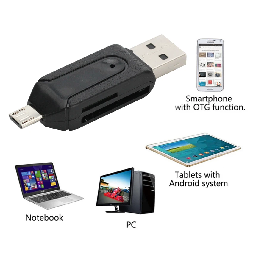 Универсальный кардридер Micro USB OTG SD TF 4 в 1 для Мобильный телефон Pc компьютер 2 0