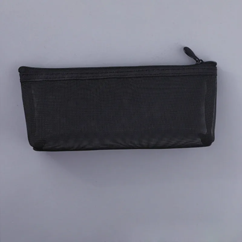 black 21x9x4cm Черный студент пеналы для школы прозрачный нейлоновый пенал девушка сетки пенал сумка для карандашей канцелярия Школьные принадлежности - Цвет: black 21x9x4cm