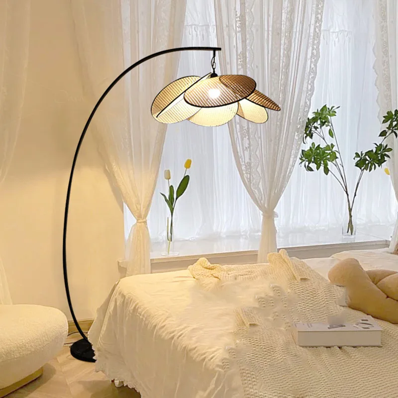 Напольная Лампа Wabi из ротанга японский минималистичный цветочный дизайн лампа в