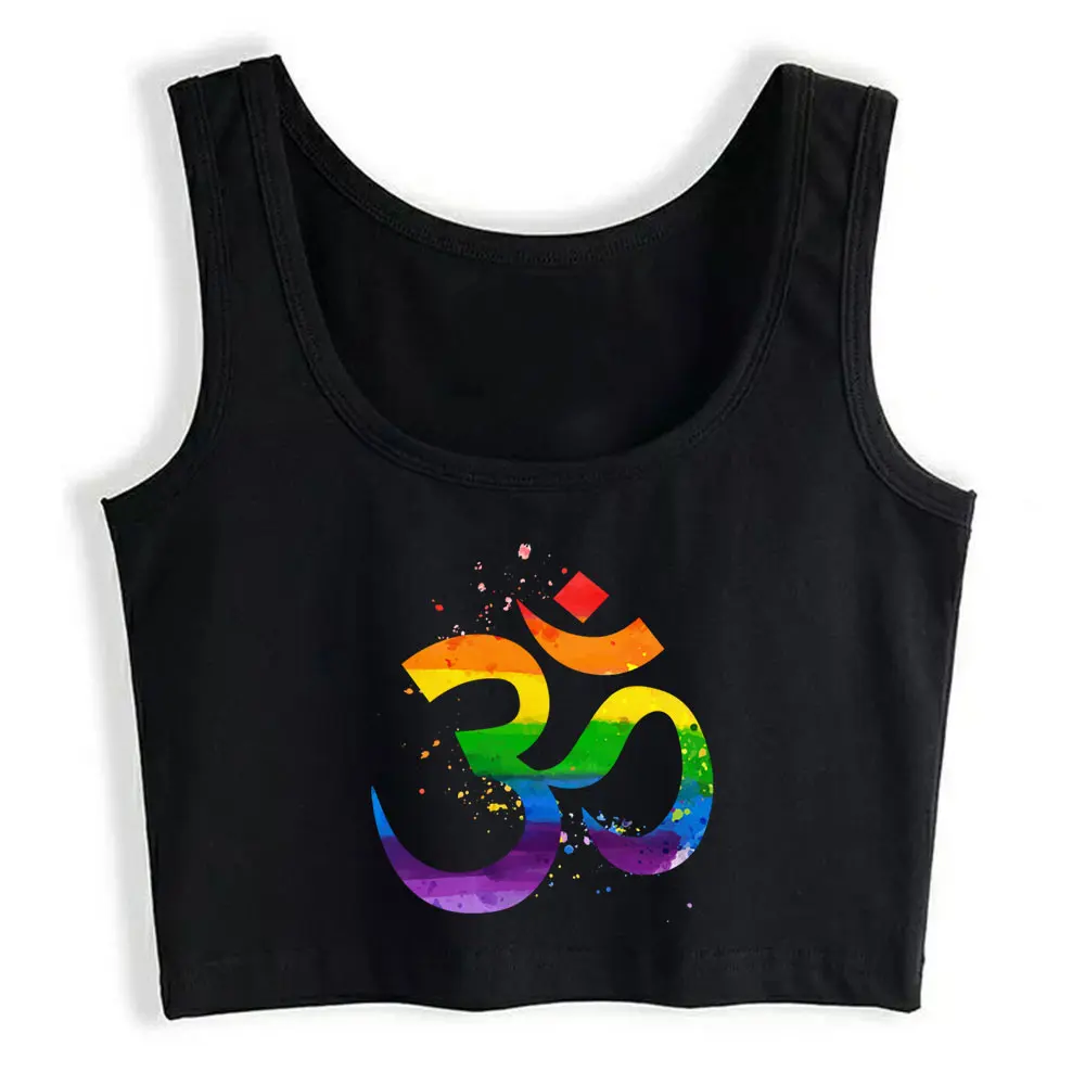 

Crop Top Rainbow Om Comic Vintage Sleeveless Sexy Streetwear Womens Tops blusas mujer de moda 2021 verano Gym Tank Top Women