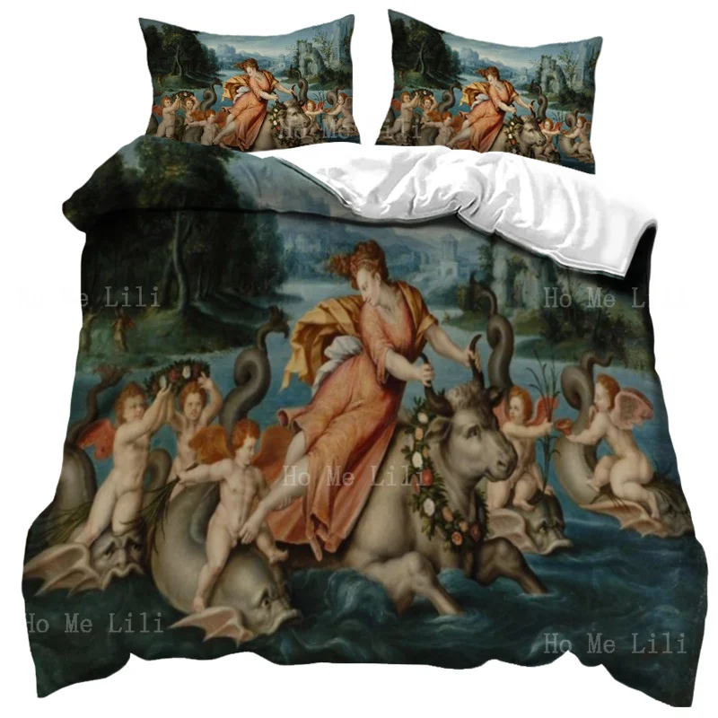 

Coast View With The Abduction Of Europa Duvet Cover Phoenician Princess Zeus Water Buffalo Greek Mythology And Religion Themed